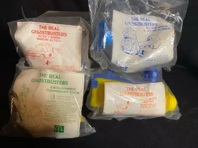 Set of Four 1990 Ghostbusters Toys $60 2 Individual Slimer Horns $25 each Egon Spinner $15 All Seale...