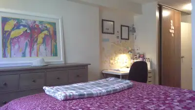 Master Bedroom in my 2 bedroom furnished apartment. Master bedroom in prime location (Shopify, tech...