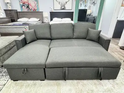 Brand New Sleek Grey Sectional Sofa Bed Big Sale, View more