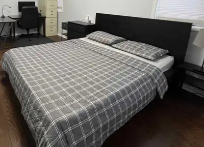 Ikea queen bed with ikea wooden slates