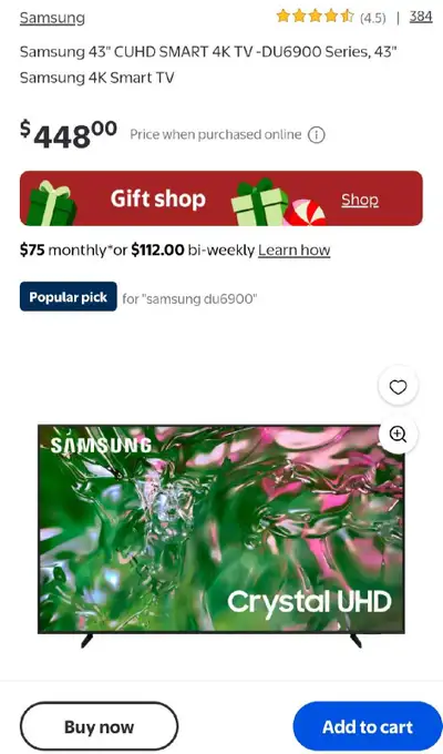 This is a new open box Samsung 43" Crystal UHD Smart tv. The tv comes in the original box with stand...