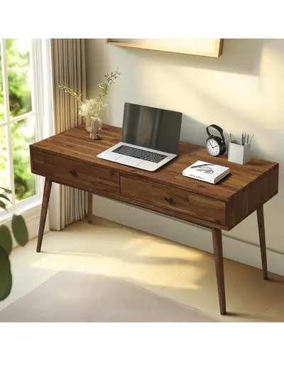 48" Solid Wood Work Desk with Drawers, Home Office Desk Office , View more