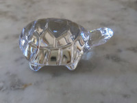Vintage Clear Glass Turtle Paperweight, Signed - Villeroy & Boch