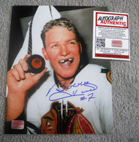 Bobby Hull autographed 8"x10" photos with COA's for sale !