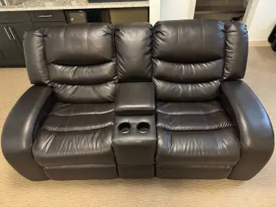 Leather theatre style recliner loveseat, View more