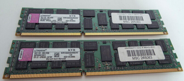 Kingston KVR1333D3D4R9S/8G PC3-10600 CL9 Registered (8X2=16GB) in Flash Memory & USB Sticks in Markham / York Region - Image 2