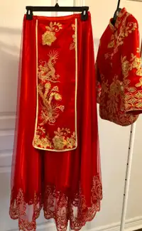 Wedding Chinese Traditional Tea Ceremony Dress and Sign and Cush