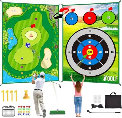 Golf Chipping Game Mat Set with Golf Club, 6x4 Ft Sticky Pro Mat, View more