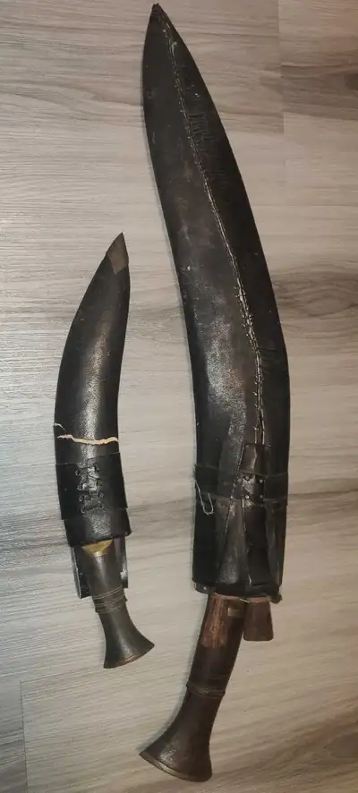 Wonderful Late 19th Nepalese Gurkha Kukri Knife with Chamak Kard, View more
