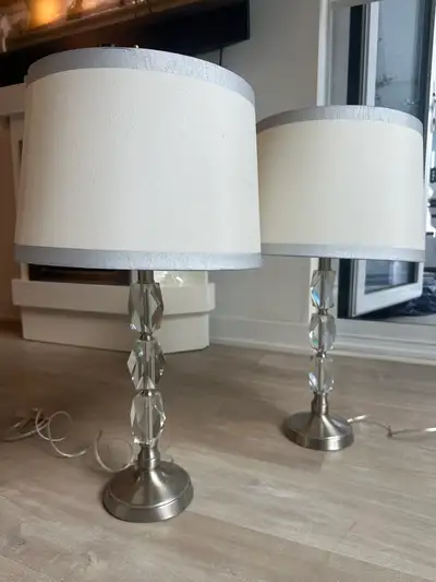 Large Crystal Glass Bedside Lamps Chrome (set of 2), View more