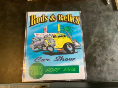 Older Fort Erie car show wall hanging GARAGE ART, View more