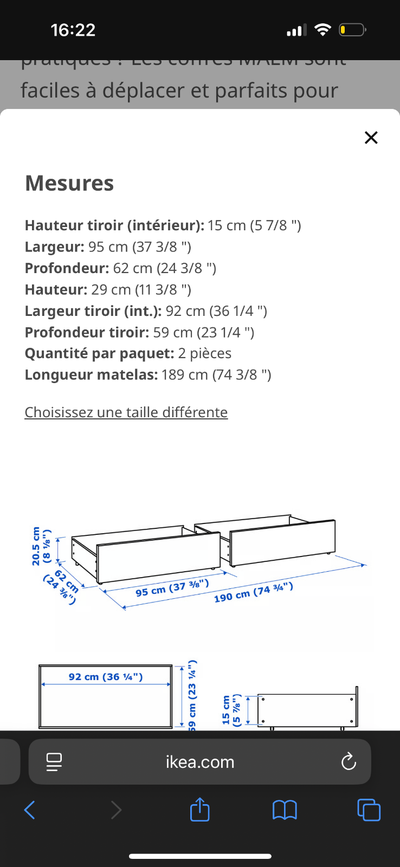 Tiroirs de rangement lit IKEA/ underbed storage box, View more
