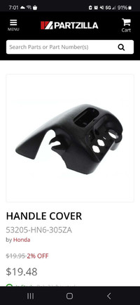 Honda trx250 handle bar cover 