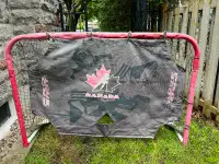 Hockey net with target and shooting board