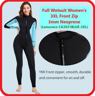 (NEW)  Full Wetsuit Women’s 3XL Front Zip 3mm Neoprene Lemorecn, View more