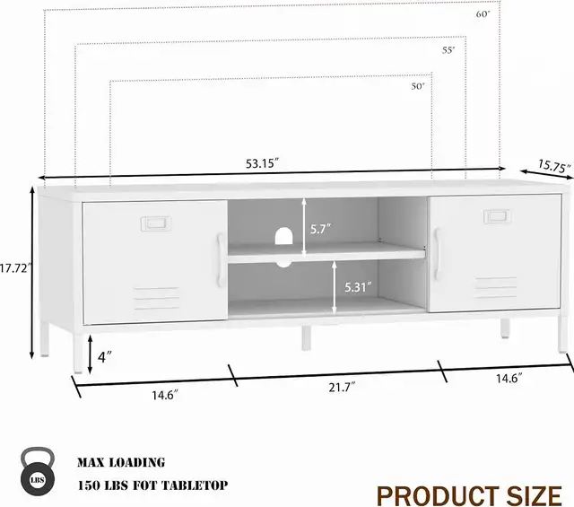 TV Stand for 55 60 inch TV, Metal TV Cabinet Modern Mid Century | TV ...
