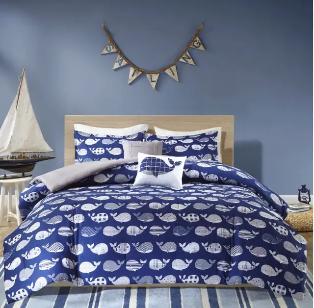 Home Essence Kids Theo Whale Printed Cotton Comforter in Bedding in Mississauga / Peel Region - Image 3