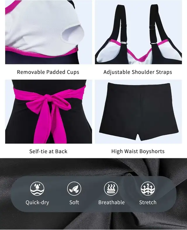 NEW Black w/Pink 2pc Tankini Swimsuit w/Boy Shorts-XL in Women's - Other in Edmonton - Image 5