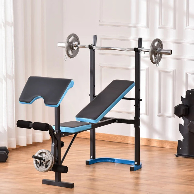 Adjustable Weight Bench with Barbell Rack and Leg Developer for  in Exercise Equipment in Markham / York Region