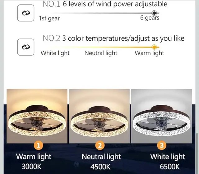 Pendant Lamps for Bedroom 30W LED Ceiling Fan Light Crystal in Indoor Lighting & Fans in Kitchener / Waterloo - Image 8