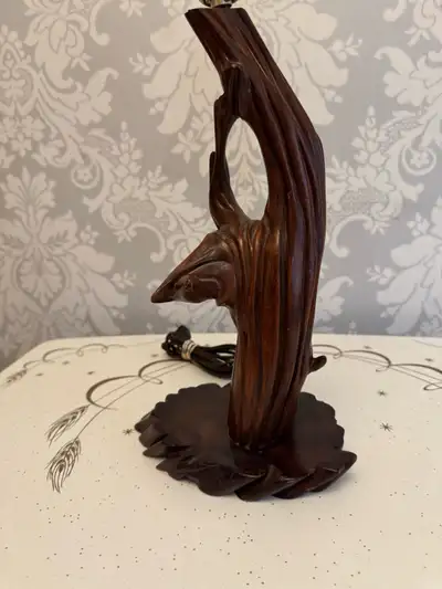 VINTAGE FOLKART DRIFTWOOD TABLE LAMP, View more