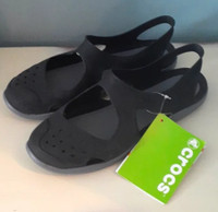 Crocs Swiftwater Wave Black Iconic Mary Jane Sandals Size 6 NWT