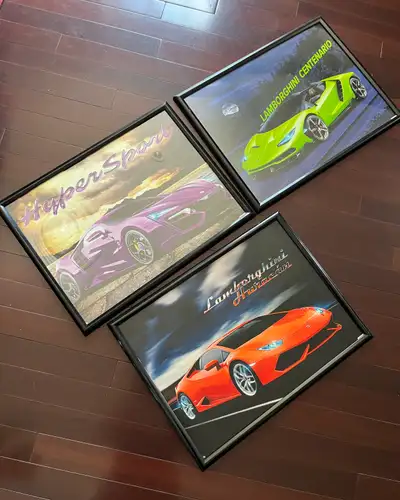 Car Posters / Posters In Frames Supercar posters in black frames All three for $10 Pick up only