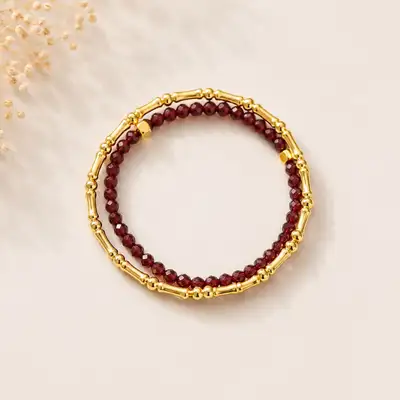 Natural Garnet Bracelet – Faceted Gemstone Bracelet, View more