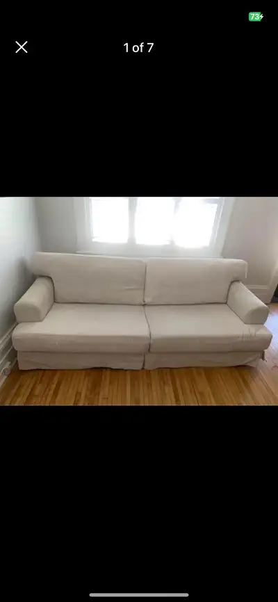 Ivory corduroyed sofa 