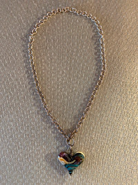 Necklace - Murano Glass Heart  Shape. Abstract. One of a kind!