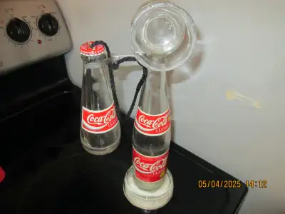 COKE BOTTLES MADE INTO ANTIQUE PHONE ORNAMENT 30.00