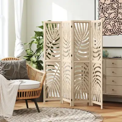  4 Panel Room Divider, Detachable Folding Privacy Screens with P, View more