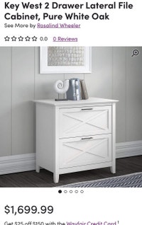 Key West 2 Drawer Lateral File Cabinet, Pure White Oak