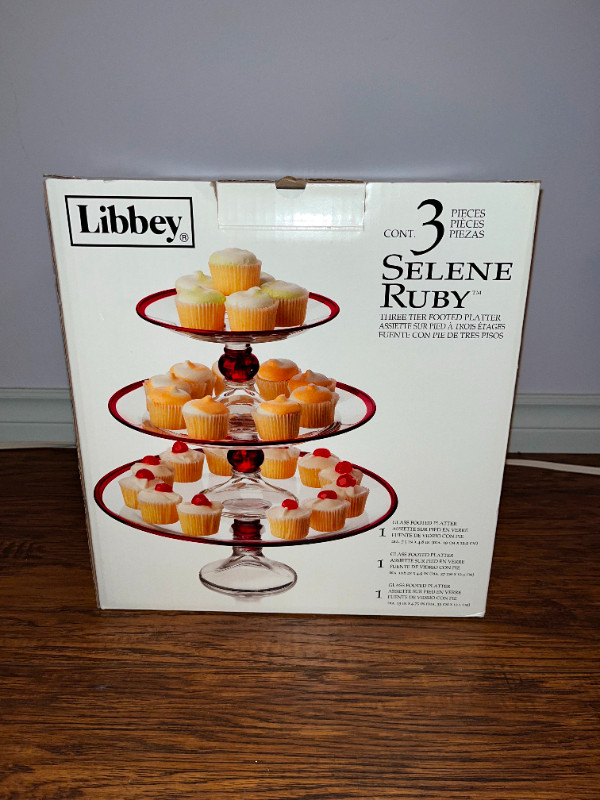 Libbey Selene Ruby 3-Tier Platter in Kitchen & Dining Wares in Edmonton