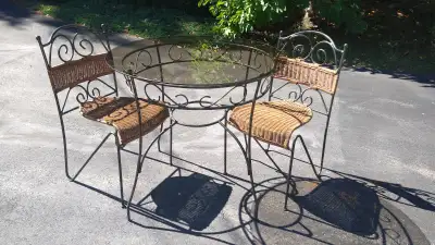 Bistro Table, Glass Top and Two Chairs, View more