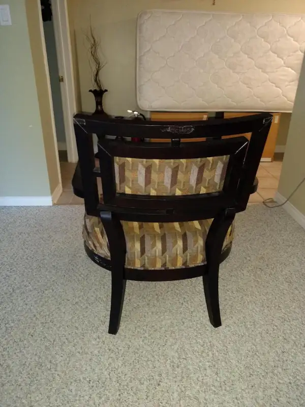 Large Wood Armchair with Fabric Seat and Back in Chairs & Recliners in Kingston - Image 5
