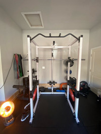 Squat rack with high and low pulley 