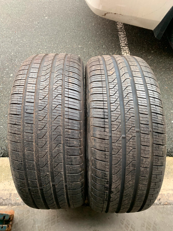Pair of 245/45/19 98V M+S Pirelli P7 Cinturato A/S Plus with 95% in Tires & Rims in Delta/Surrey/Langley