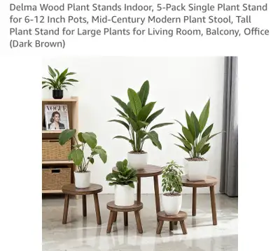 Brand New Solid Wood Plant Stands Set of 5, View more