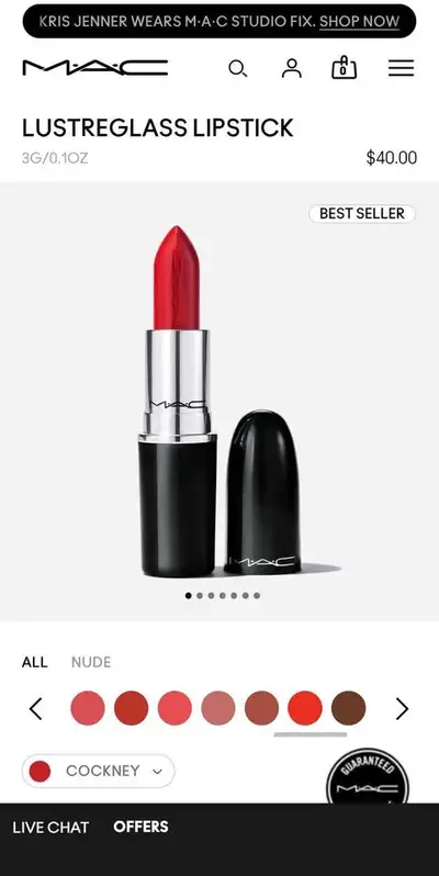 New, MAC 502 Cockney Lustreglass Lipstick, View more