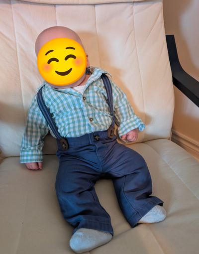 Carter's 6 months outfit - suspenders and dress shirt, 6 months, View more