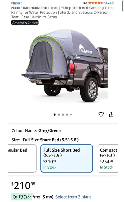 Brand New Sealed Pickup Truck Bed Camping Tent, View more