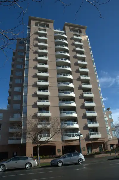 Bright 1 bedroom on 15th floor of popular building, The Manhattan. Great view; excellent location. A...