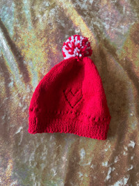 New Red Hand Knitted Hat - 2T