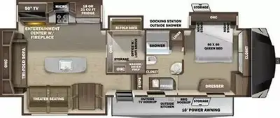 Amazing home. Spacious fifth wheel ideal for full-time living, travel. Key Features: Length: 42.8 ft...