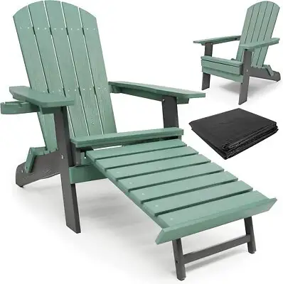 Patio Folding Adirondack Chair HDPE All-Weather + Pull-Out Ottom, View more
