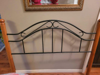 Wood and wrought iron queen size headboard with bedframe