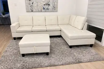 White leather  Sectional Sofa, View more