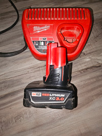 Milwaukee M12 XC3.0AH battery amd charger