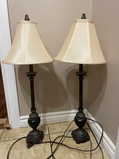 For sale:   two identical table lamps 30 inch tall, View more